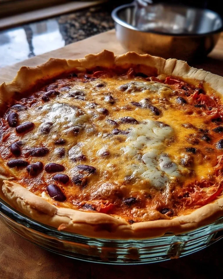 Quiche rustique avec haricots rouges, tomates épicées et fromage fondant