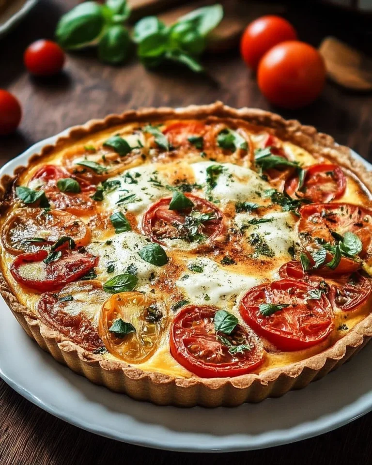 Quiche rustique tomate mozzarella herbes fraîches maison