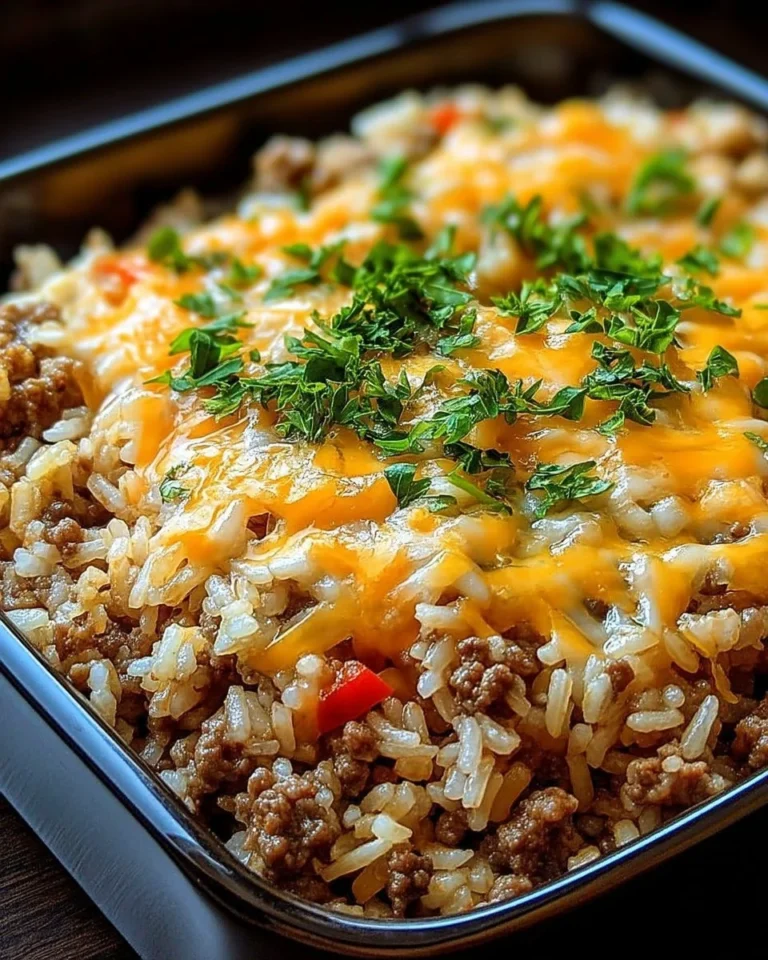 Riz au bœuf haché et fromage, plat savoureux et réconfortant.