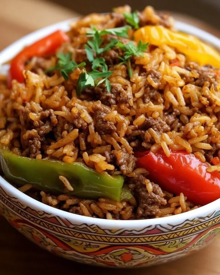Plat de Riz Bœuf Poivrons savoureux avec légumes colorés
