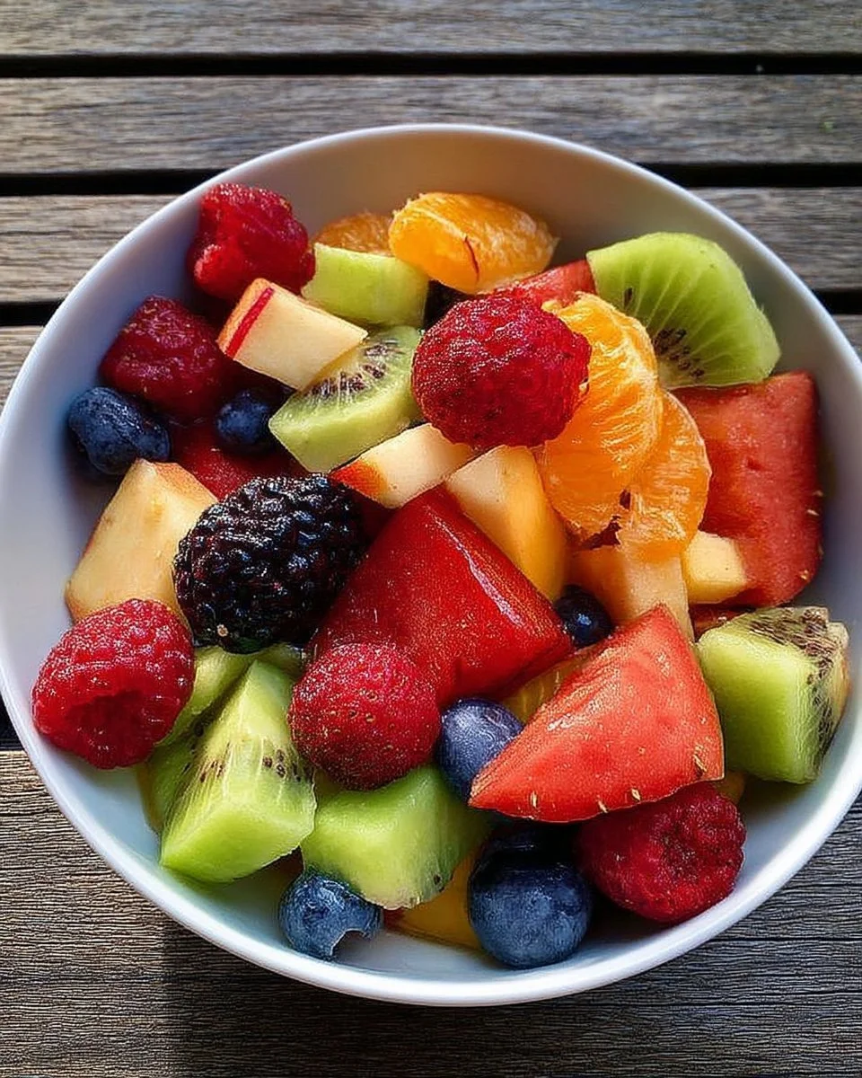 Salade de fruits frais du jardin, colorée et pleine de saveurs naturelles.