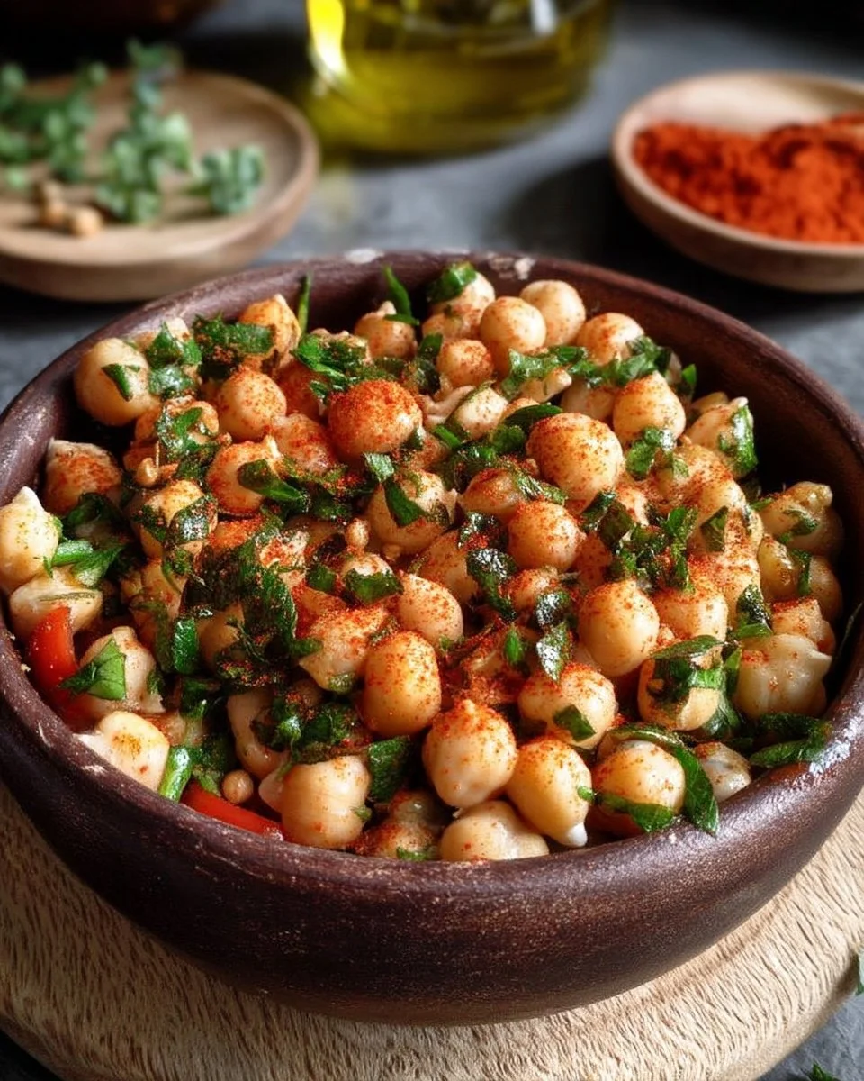 Salade de pois chiches avec paprika et herbes fraîches
