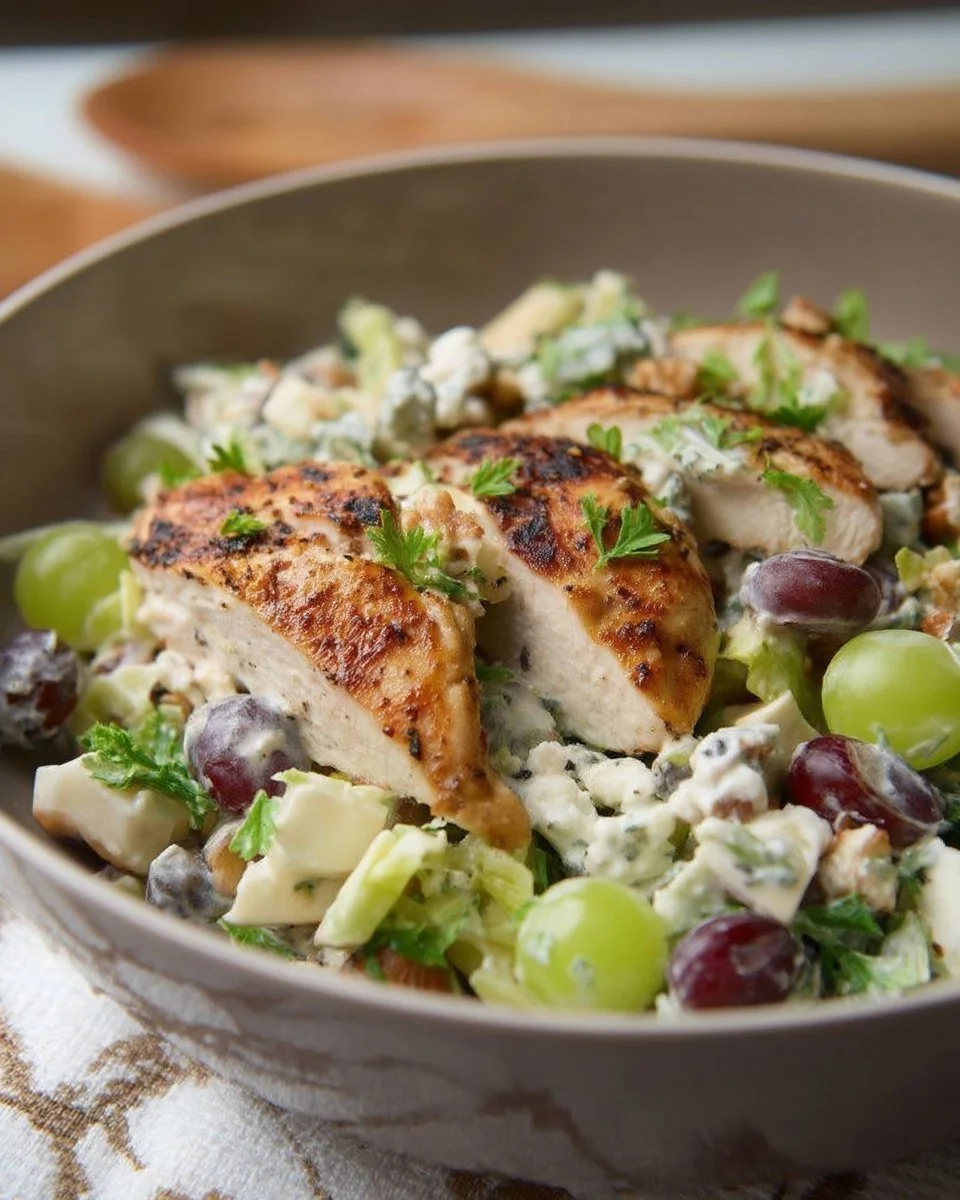 Salade Waldorf au poulet grillé avec noix et pommes