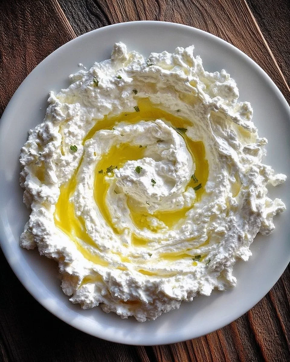 Sauce feta fouettée traditionnelle dans un bol avec des garnitures