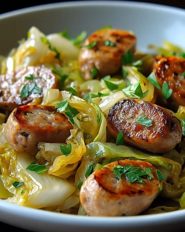Saucisse sautée avec du chou dans une poêle