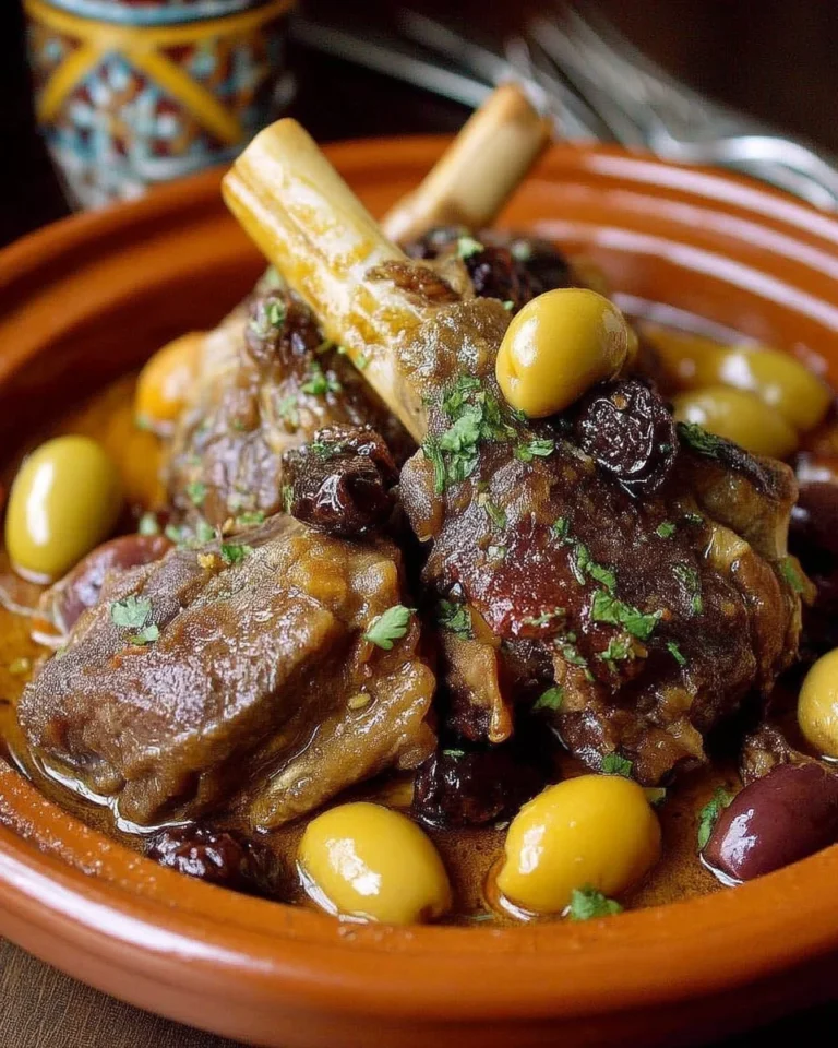 Souris d'agneau façon orientale avec olives et raisins, plat gourmet