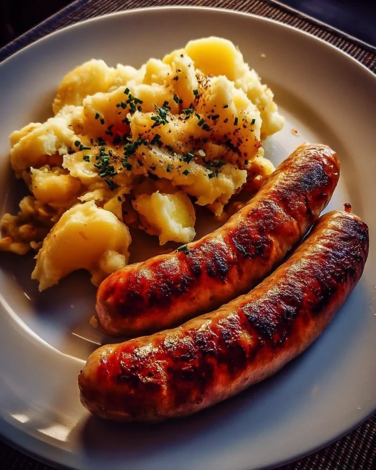 Plat de stoemp belge aux saucisses, purée de pommes de terre et légumes