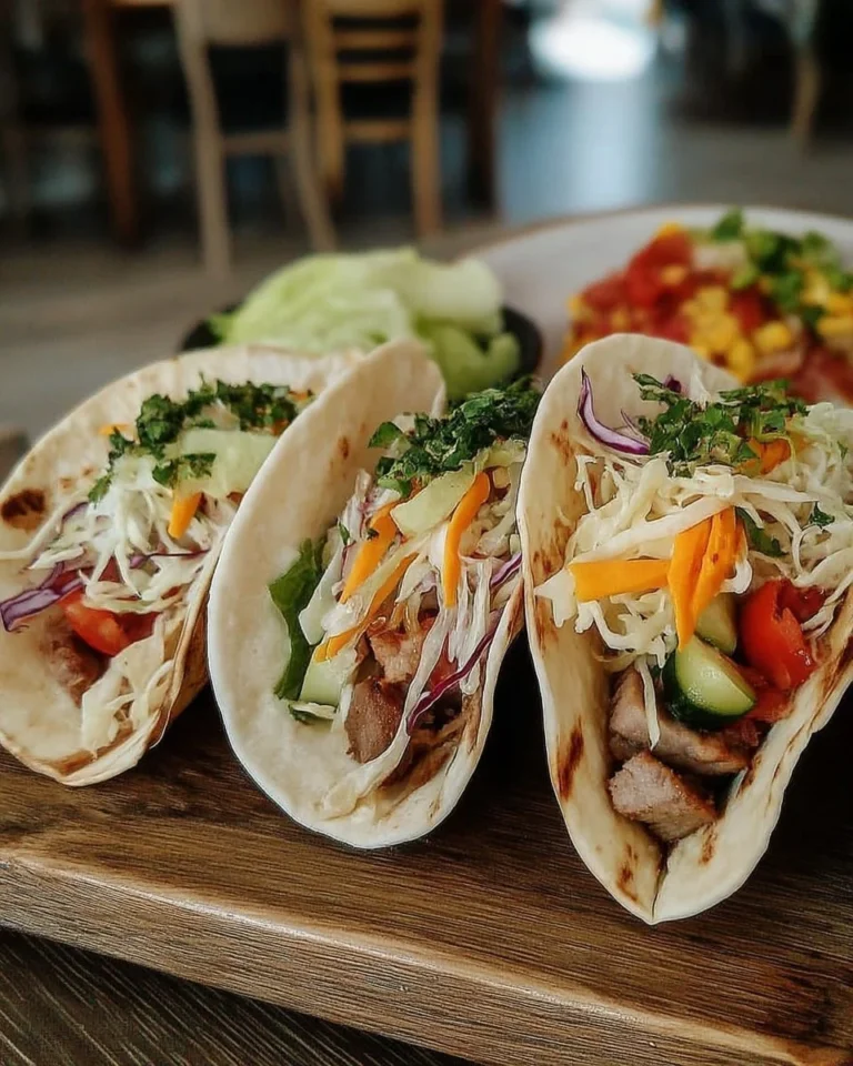 Assortiment de délicieux tacos garnis de légumes frais et de viande