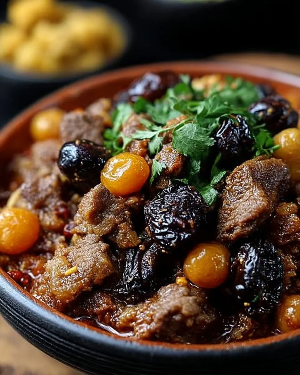 Tajine d'Agneau Marocain aux Pruneaux, plat traditionnel épicé et savoureux