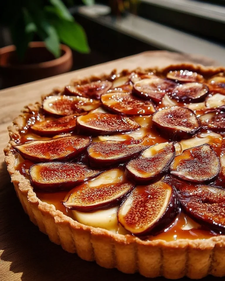 Tarte aux figues et miel, un dessert savoureux et élégant fait maison.