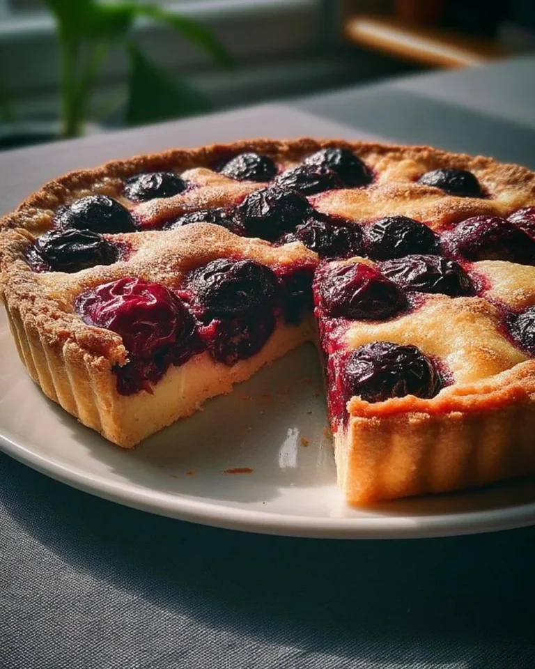Tarte aux Fruits Rouges traditionnelle, avec des fruits frais sur une croûte dorée.