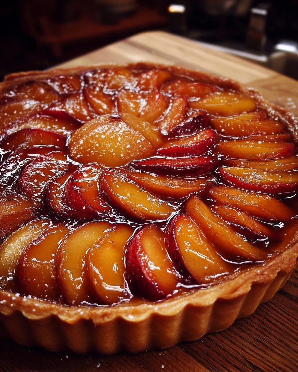 Tarte aux pommes caramélisées délicieusement dorée et appétissante