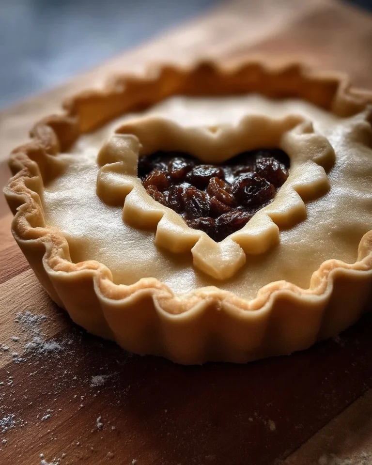 Tarte aux raisins secs et érable avec une croûte dorée et garniture fruitée