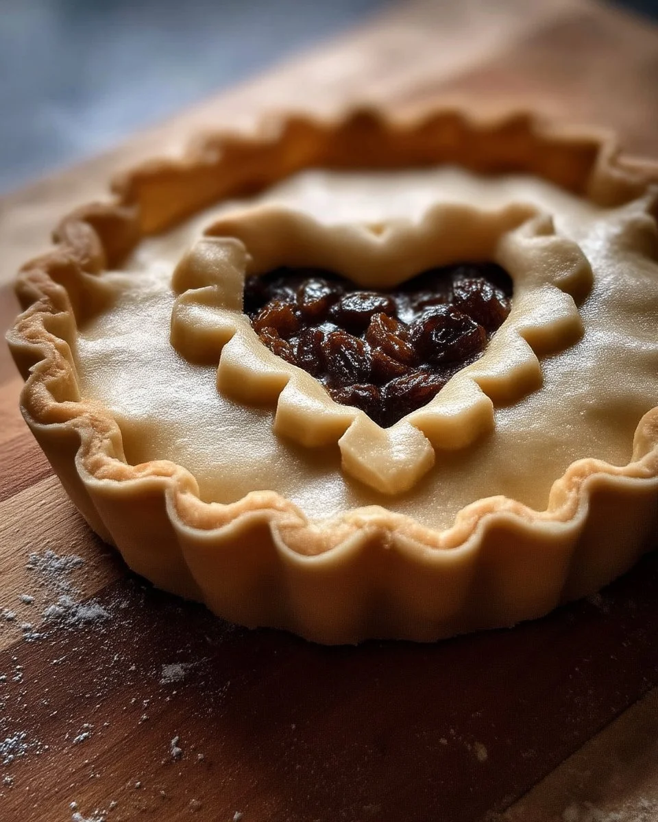 Tarte aux raisins secs et érable avec une croûte dorée et garniture fruitée