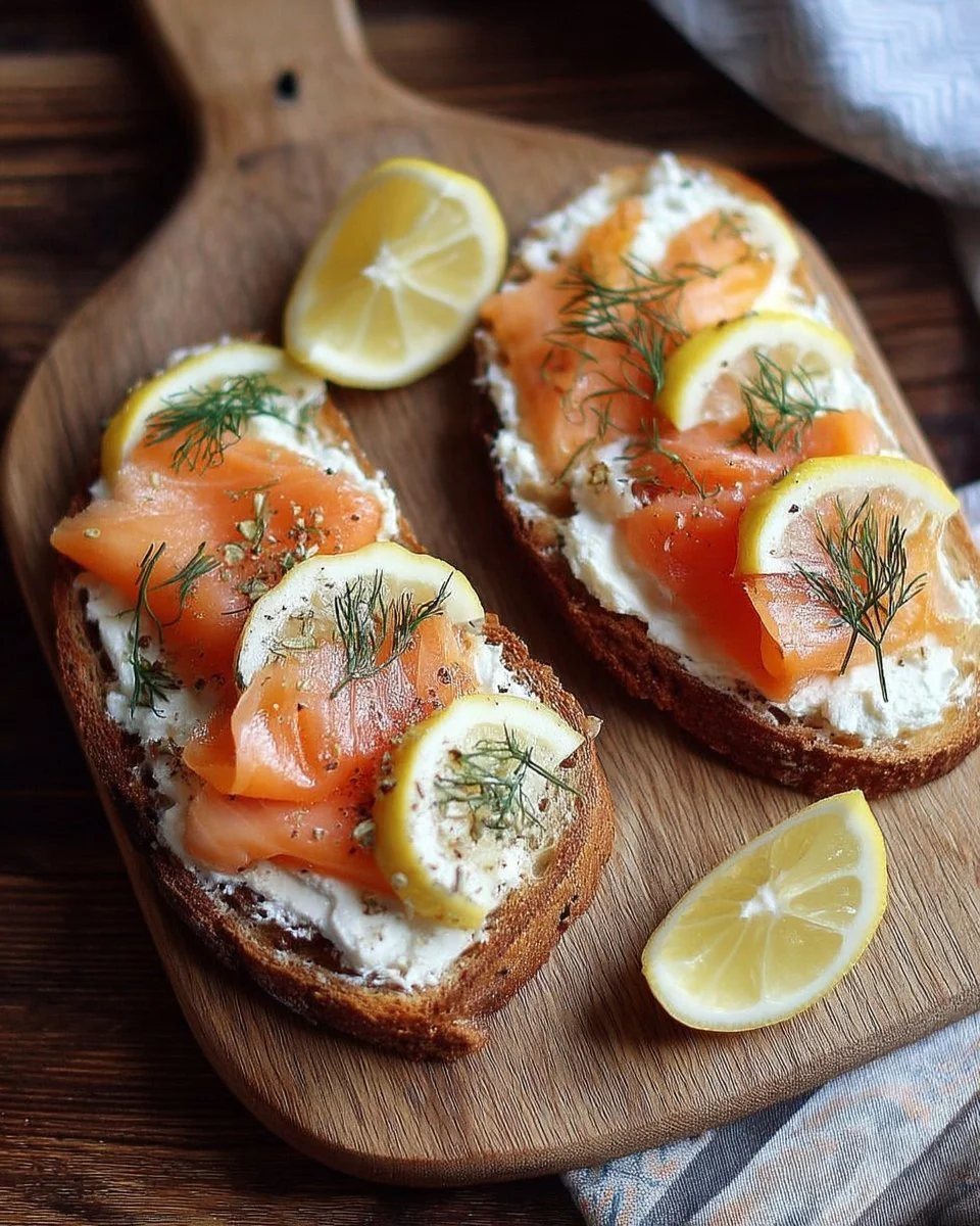 Tartine saumon fumé avec fromage frais et zeste de citron