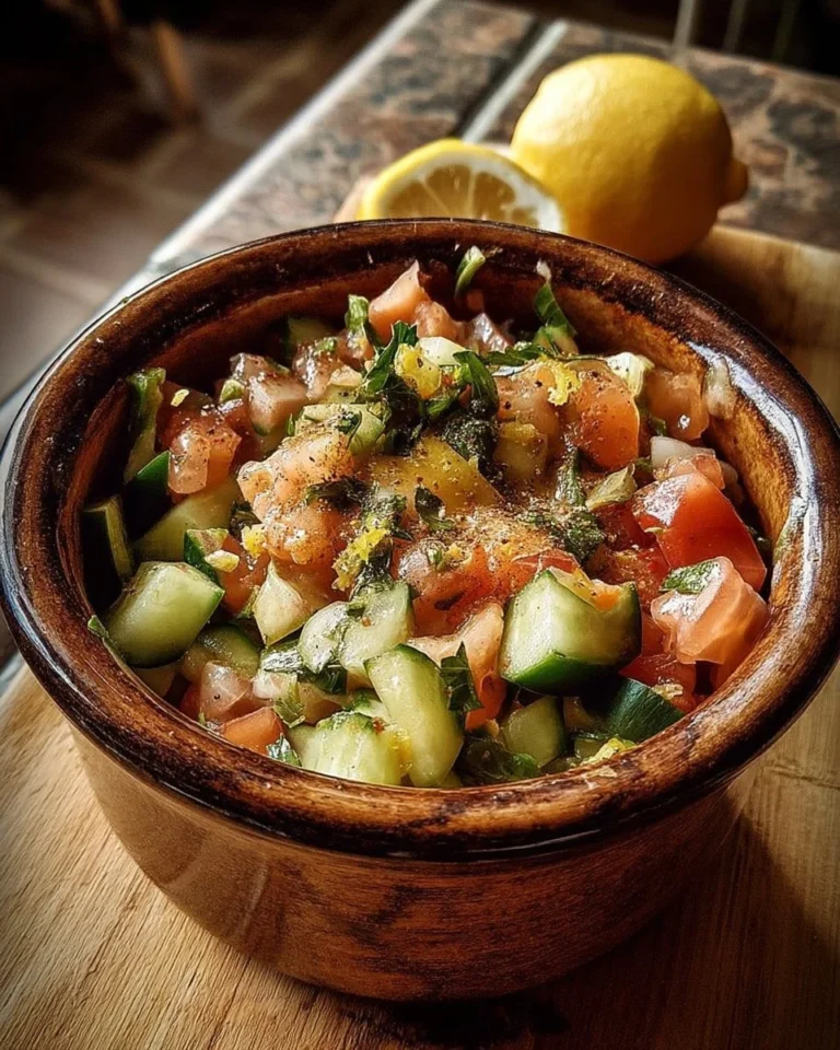 Vinaigrette au citron confit dans un récipient en verre sur une table rustique.