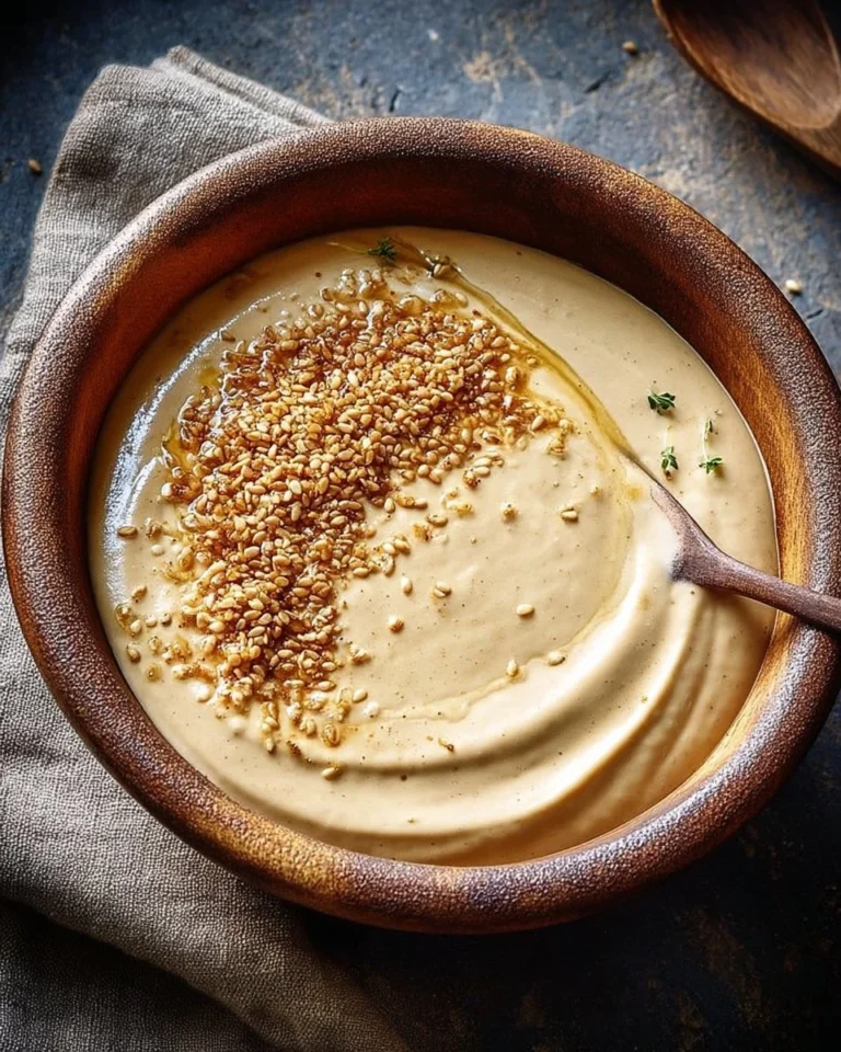 Vinaigrette tahini citron crémeuse et authentique en présentation au fromage.