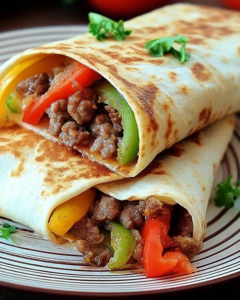 Wraps de bœuf épicé aux poivrons, prêts à déguster