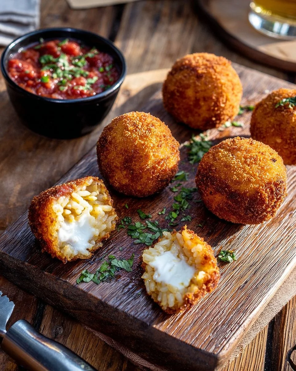 Arancini siciliens croustillants avec un cœur fondant
