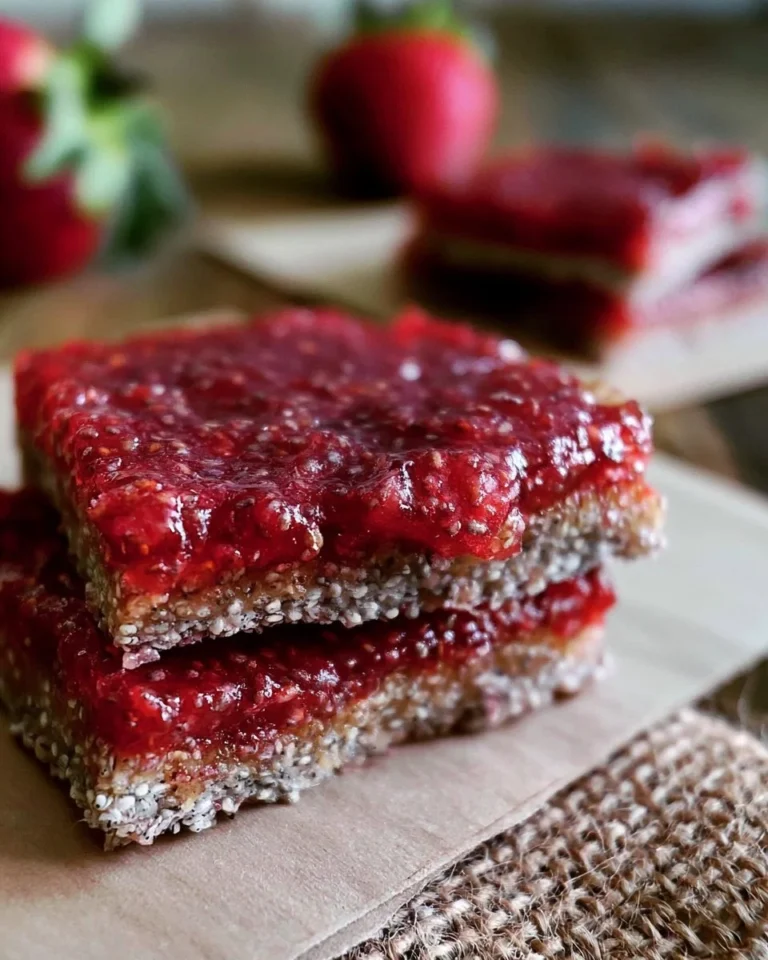 Barres aux Fraises à la Confiture de Chia, une collation saine et savoureuse.