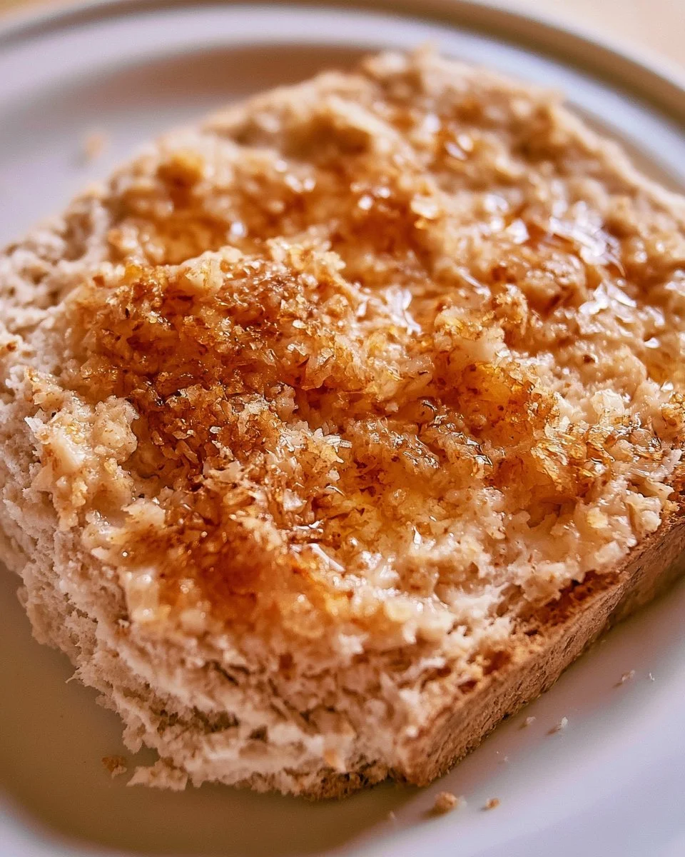 Beurrée de Graisse de Panne au Sucre d'Érable sur une tartine dorée
