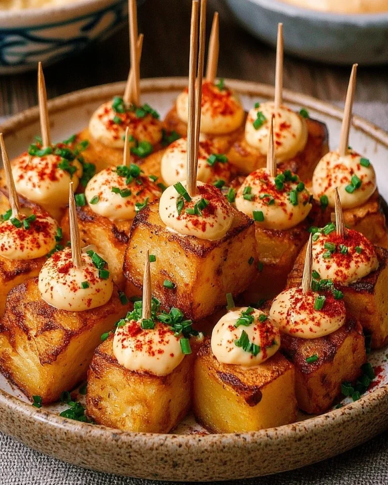 Bites de pommes de terre croustillantes avec aioli léger et paprika fumé