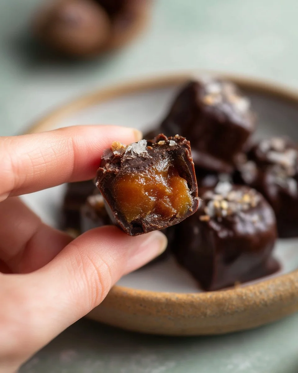 Caramels de datte au miso enrobés de chocolat savoureux et irrésistibles