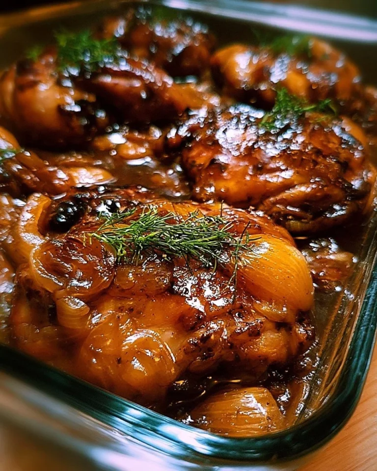 Casserole de poulet à la cassonade et aux oignons, plat savoureux et réconfortant