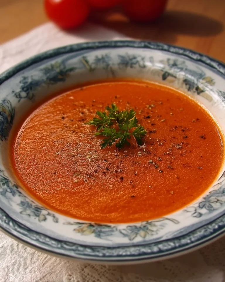 Bol de crème de tomate santé garnie d'herbes fraîches