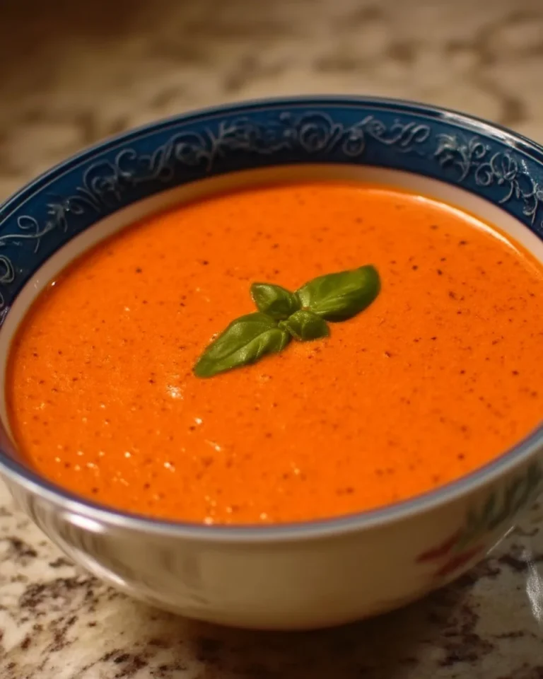 Bol de crème de tomates et poivron rouge, plat savoureux et coloré