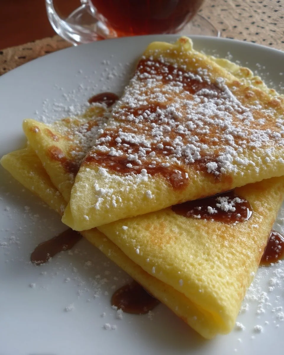 Délicieuses crêpes soufflées dorées et légères sur une assiette.