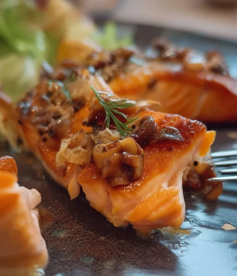 Filets de saumon croustillants prêts à être servis avec des légumes frais.