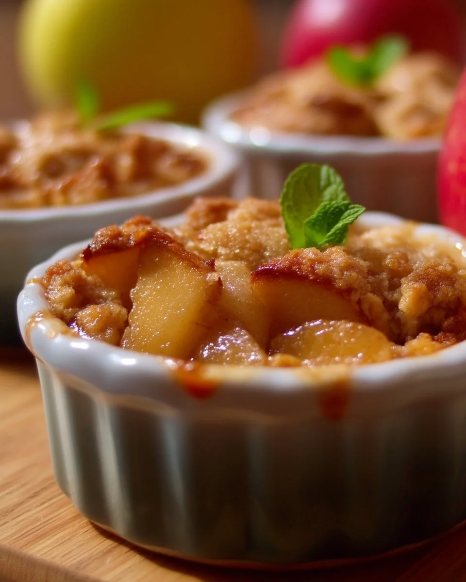 Croustade aux pommes et à l'érable servie avec une boule de glace