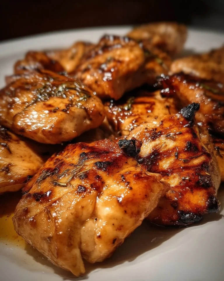 Hauts de cuisse de poulet à l'érable dorés et délicieux, prêts à être dégustés.