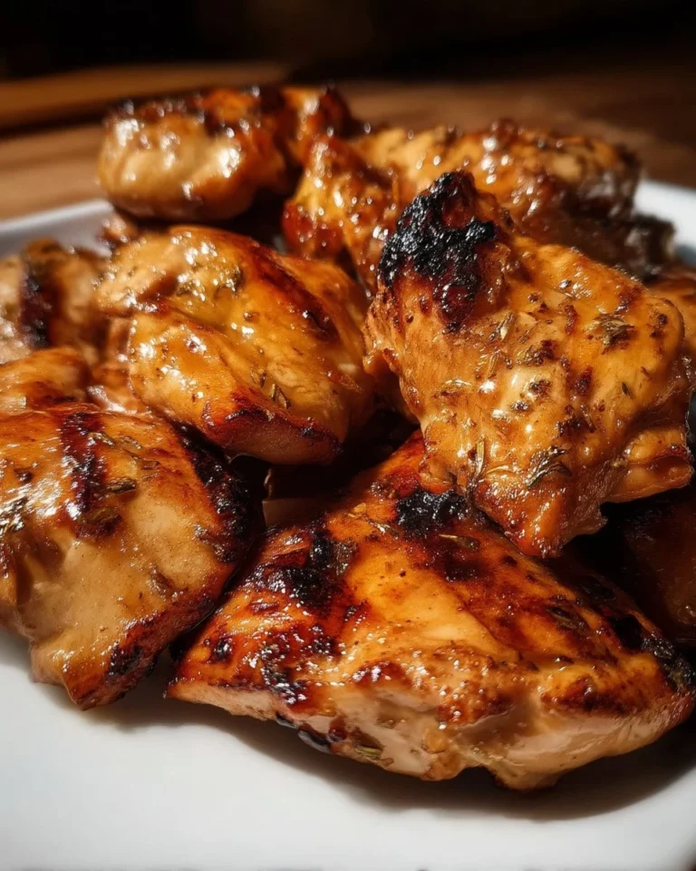 Hauts de cuisse de poulet à l'érable cuits au four, garnis d'érable et d'épices.