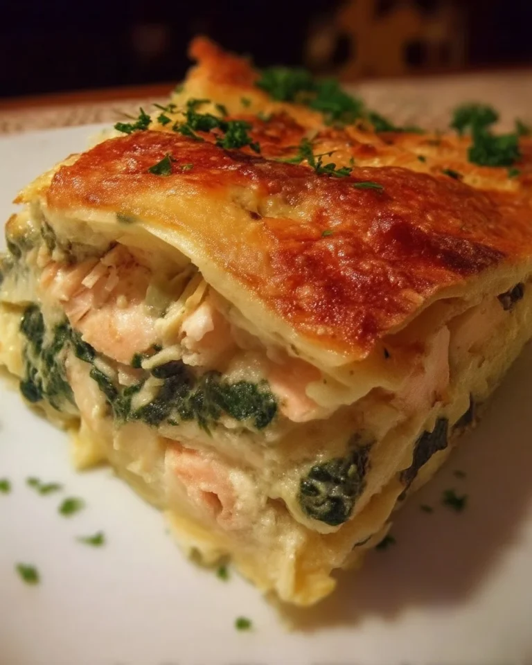 Lasagne au saumon et aux épinards, plat savoureux et réconfortant