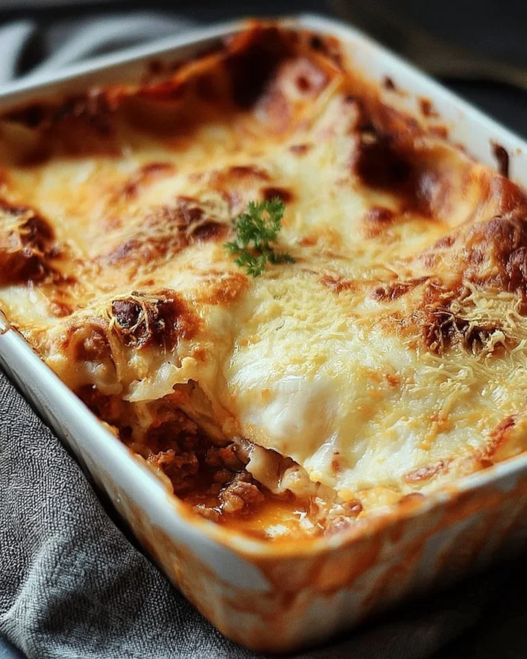 Lasagnes au four dorées et fondantes prêtes à être servies.