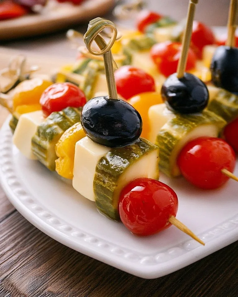 Mini brochettes méditerranéennes garnies de légumes et viandes grillées