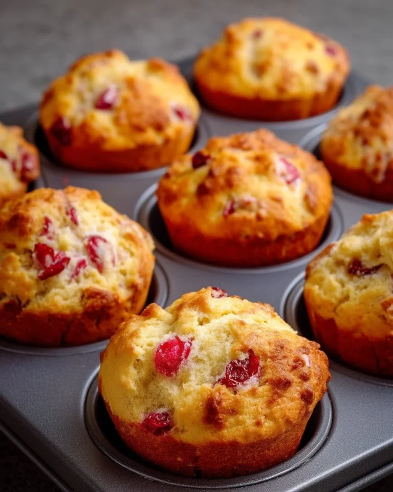 Muffins aux canneberges fraîchement cuits, prêts à être dégustés.