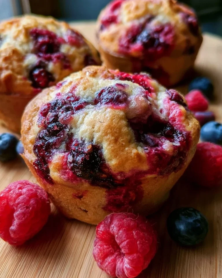 Muffins décorés avec de gros fruits frais et colorés