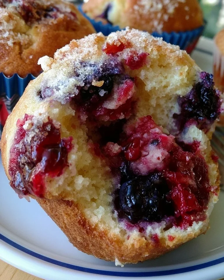 Muffins explosion de fruits inspirés par Tim Horton, délicieux et moelleux.