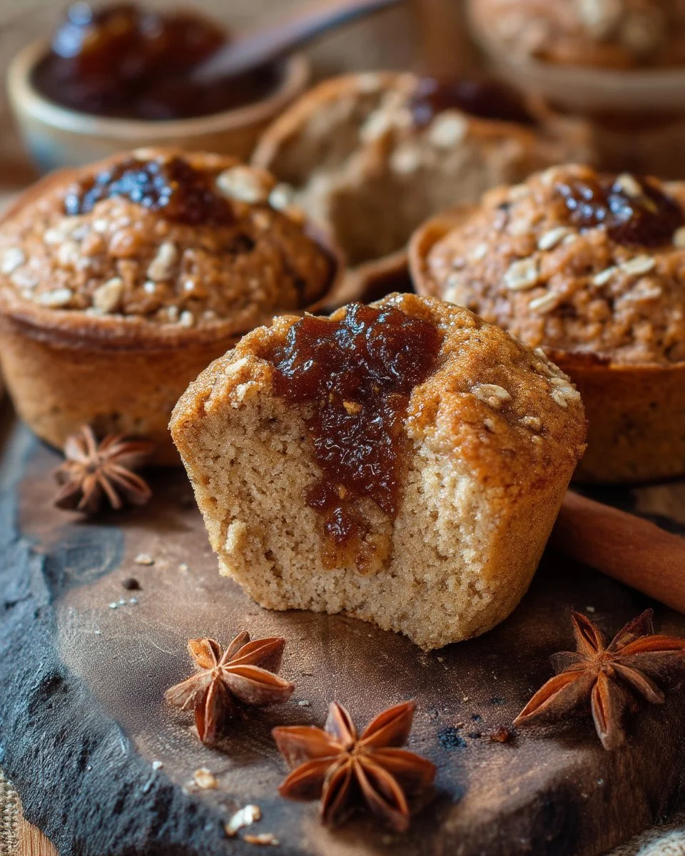 Muffins à la confiture de figue avec épices sucrées sur une assiette