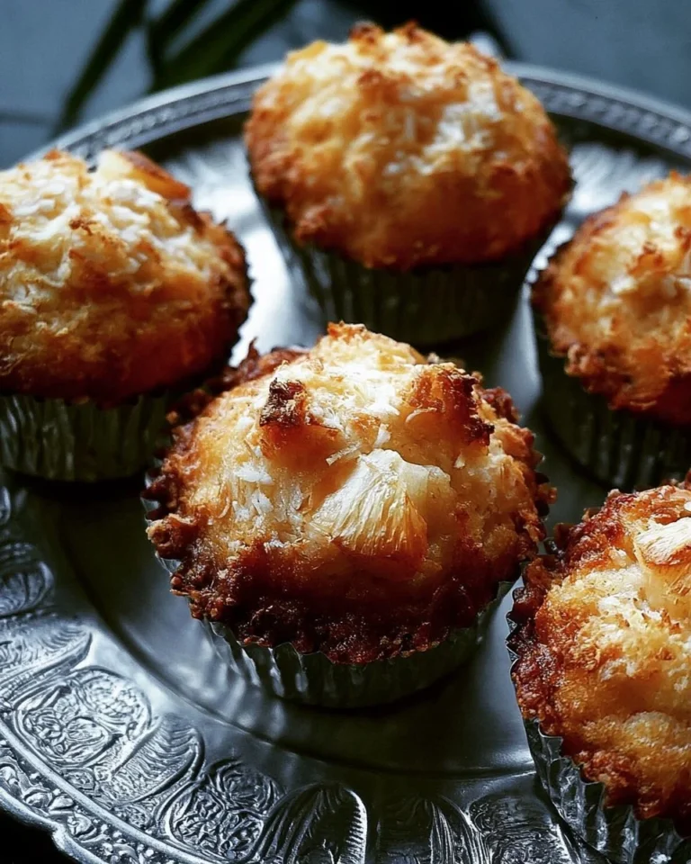Muffins moelleux à l'ananas, noix de coco et bananes pour un goût tropical.
