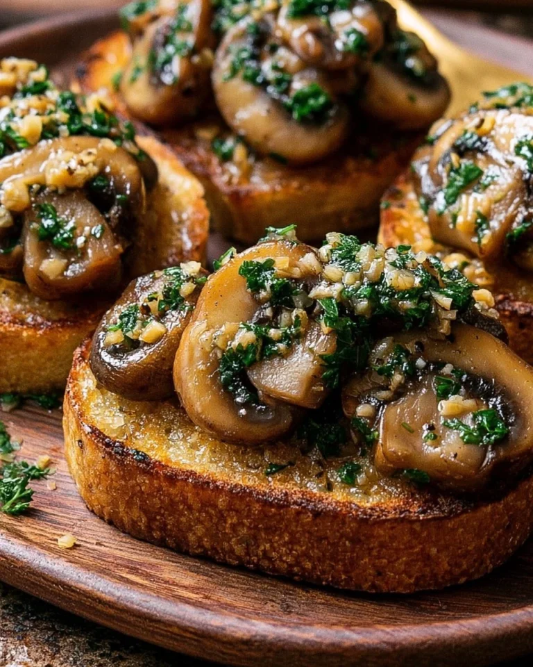 Champignons à l'ail et au persil sur des toasts croustillants