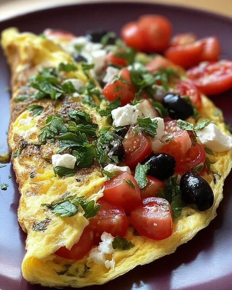 Omelette à la Grecque garnie de légumes frais et d'épices méditerranéennes