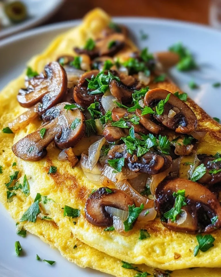Omelette Boursin aux champignons délicieuse et crémeuse