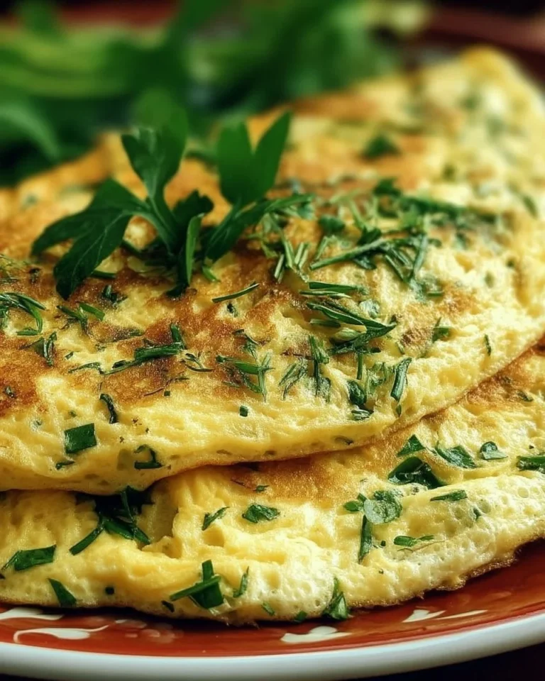 Omelette aux fines herbes, plat savoureux et coloré avec des herbes fraîches.