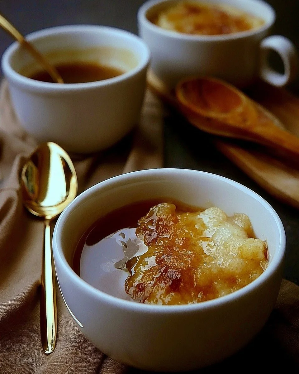 Pouding Chômeur à l'Érable servi dans une tasse, dessert traditionnel canadien