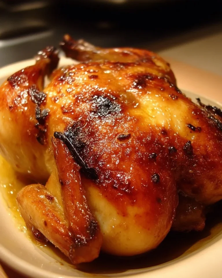 Poulet rôti au miel et à la moutarde, plat savoureux et succulent.