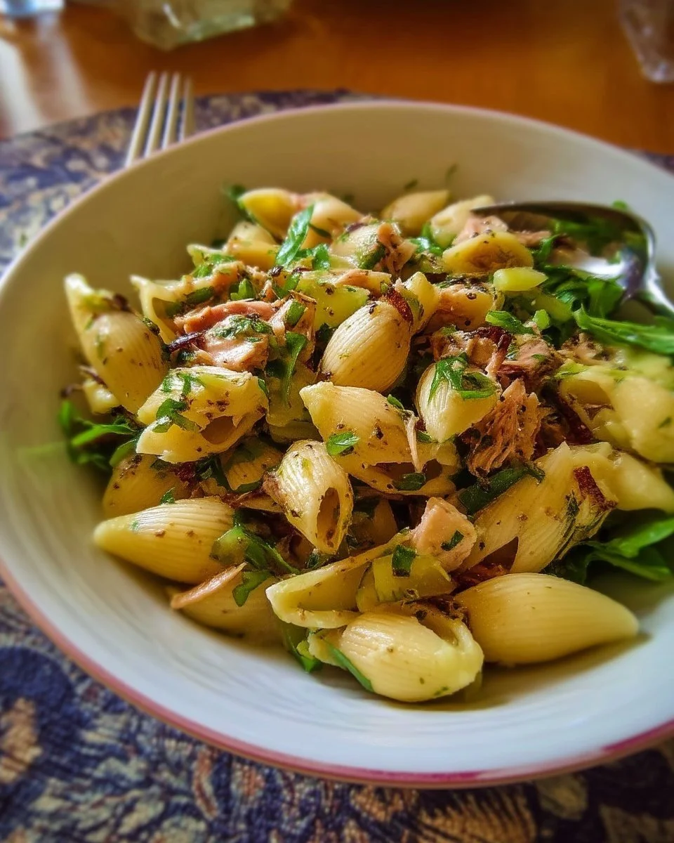 Salade de pâtes au thon à la provençale avec légumes frais